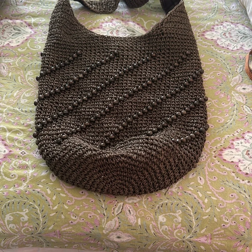 Elegant Brown Woven Shoulder Bag